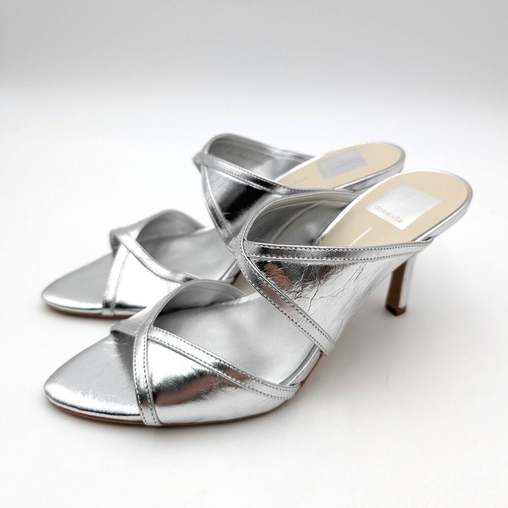 Dolce Vita Mandel Double Strap Heel Sandals Women's Silver Size US8 EU38.5